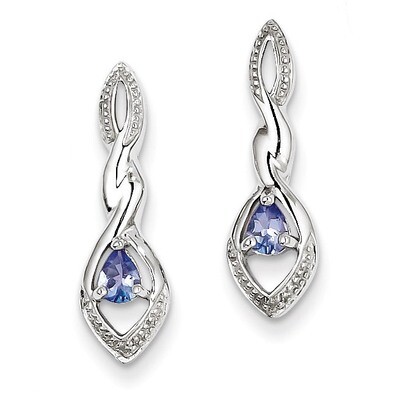Tanzanite Post Earrings Sterling Silver Rhodium-plated Diamond QE9943TZ, MPN: QE9943TZ, 883957357362