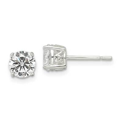 6mm Round CZ Diamond Post Earrings Sterling Silver QE16130, MPN: QE16130, 196904150689