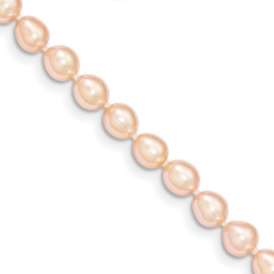 5 Inch 5-6mm Pink Fresh Water Cultured Rice Pearl Bracelet 14k Gold XF528-5, MPN: XF528-5,