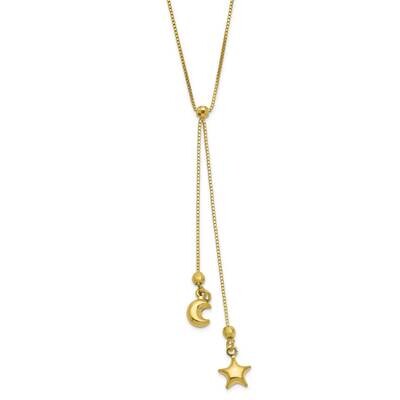 14k Gold BOX CHAIN with START AND MOON PENDANT CMEI18117-18