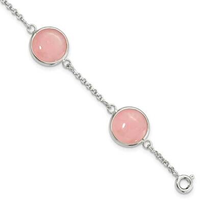 Rose Quartz 7.5 Inch Bracelet Sterling Silver Polished QG5933-7.5, MPN: QG5933-7.5, 191101781223