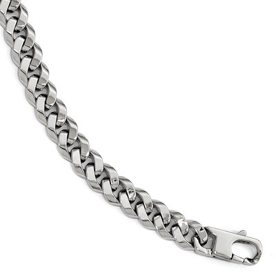 8.5Mm Beveled Curb Bracelet 14k White Gold LF680-8, MPN: LF680-8, 191101151149