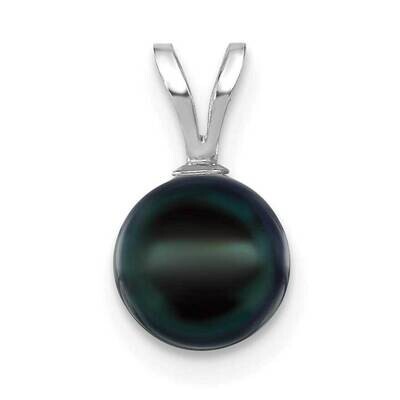 7-8mm Round Black Saltwater Akoya Pendant 14k White Gold XFW488B, MPN: XFW488B,