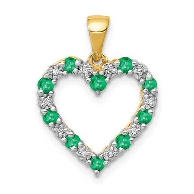 Emerald Heart Pendant 14k Gold Diamond PM5270-EM-003-YA, MPN: PM5270-EM-003-YA, 883957449920