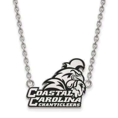 Coastal Carolina University Enamel Large Pendant with Chain Necklace Sterling Silver SS024CCU-18, M…
