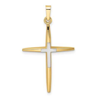 Solid Double Cross Pendant 14k Two-Tone Gold Polished XR1972, MPN: XR1972,