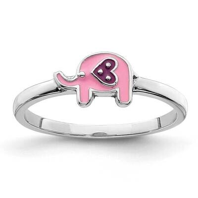 Childs Enameled Pink Elephant Ring Sterling Silver Rhodium-plated QR6818, MPN: QR6818, 883957936499