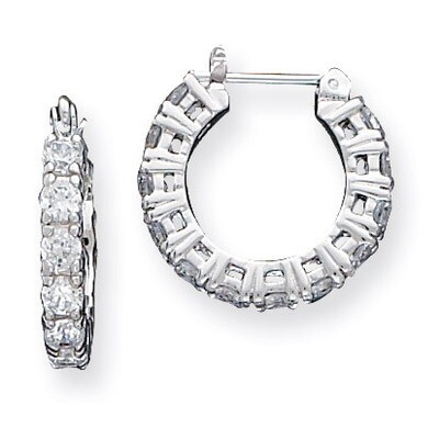Diamond Hoop Earrings Sterling Silver QE3227, MPN: QE3227, 883957926162