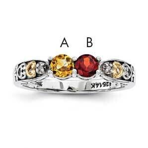 Diamond Mother&#39;s Ring Sterling Silver &amp; 14k Two-stone Gold QMR23/2SY-10, MPN: QMR23/2SY-10,