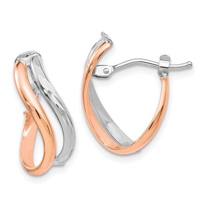 Leslie&#39;s Hinged Hoop Earrings 14k Two-tone Gold Polished HB-LE1416, MPN: LE1416, 191101758560