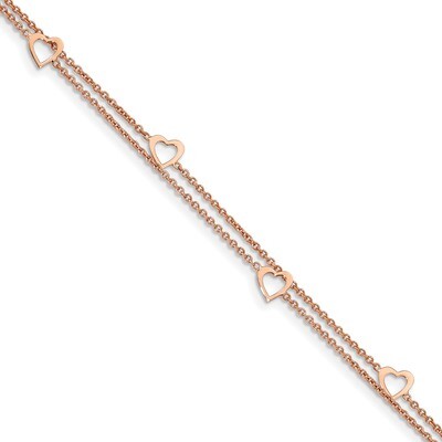 Rose-tone Polished Heart with 1in Anklet Sterling Silver QG4186-9, MPN: QG4186-9, 886774115627