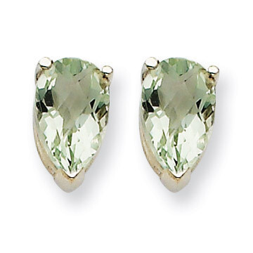 8x5 Pear Green Quartz Earrings 14k White Gold XE81WAG, MPN: XE81WAG, 883957103631