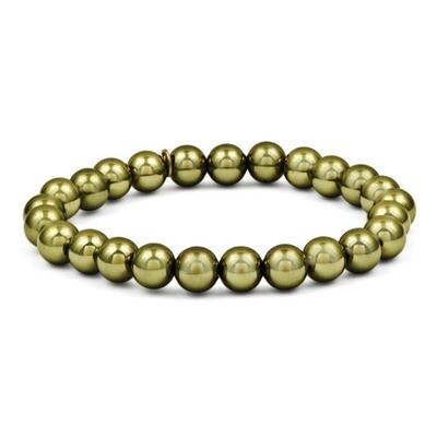 Metallic Green Stretch Bracelet Sterling Silver QPRF268