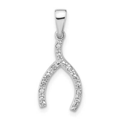 Sterling Silver Rhodium-plated CZ Wishbone Pendant SSCMEI18186