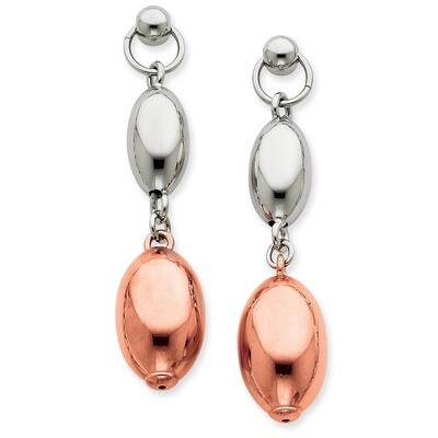 Rose Rhodium Egg Shape Dangle Earrings Sterling Silver QPRE116