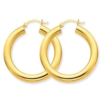 5mm Tube Hoop Earrings 14k Gold Polished T959, MPN: T959, 883957288284