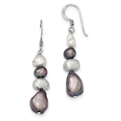 White &amp; Grey Cultured Pearl Earrings Sterling Silver QE5531, MPN: QE5531, 191101189357