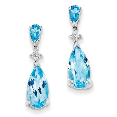 Lt Swiss Blue &amp; White Topaz Earrings Sterling Silver Rhodium-plated QE10342BT, MPN: QE10342BT, 8839…