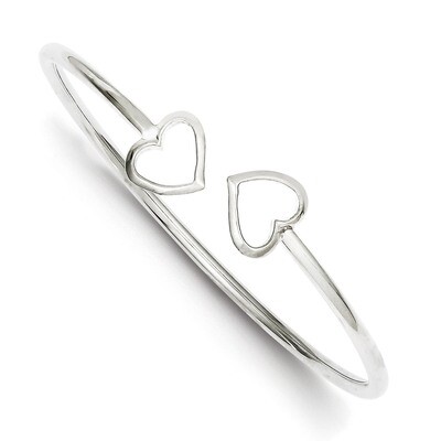 Heart Bangle Sterling Silver Polished QB597, MPN: QB597, 886774748719