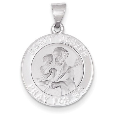 Polished and Satin Saint Joseph Medal Pendant 14k White Gold XR1340, MPN: XR1340, 883957544311