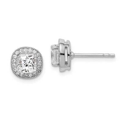 5mm Cushion CZ Diamond Post Earrings Sterling Silver Rhodium-plated QE15057, MPN: QE15057, 88395795…