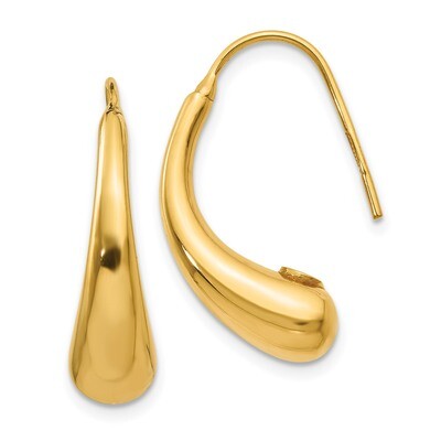 Puffed Teardrop Shepherd Hook Earrings 14k Gold Polished SF2445, MPN: SF2445, 191101679636