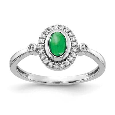 Cabochon Emerald Ring 14k White Gold Diamond RM4036-EM-050-WA, MPN: RM4036-EM-050-WA, 883957552149