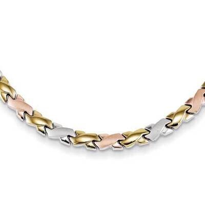Stainless Steel Rose &amp; Gold-plated 18in Necklace SRN760-18