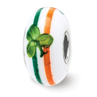 The Irish Fenton Glass Bead Sterling Silver Hand Painted QRS3861, MPN: QRS3861, 19727657695