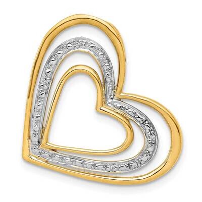 .01Ct. Diamond &amp; Rhodium Triple Heart Chain Slide 14k Gold PM4909-001-YA, MPN: PM4909-001-YA, 88395…