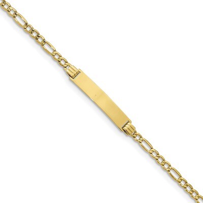 7 Inch Semi-solid Figaro Link ID Bracelet 10k Gold 10DCID107-7, MPN: 10DCID107-7, 191101440557