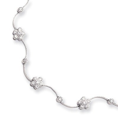 Kelly Waters Diamond Flower Wave Necklace 16 Inch Rhodium-plated  KW104-16, MPN: KW104-16,