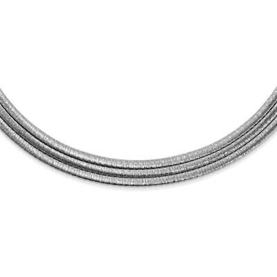 Sterling Silver 3 Row Rhodium Plated 17in with 2in ext. Necklace QG4150-18
