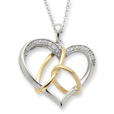 To Have And To Hold 18 Inch Necklace Sterling Silver &amp; Gold-plated with Diamonds QSX346, MPN: QSX34…