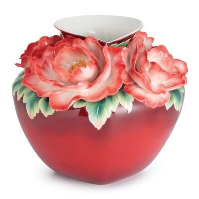Franz Porcelain Everlasting Peony Design Sculptured Porcelain Large Vase Limited Edition 2,000 FZ02…