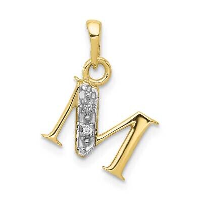 Diamond Initial M Charm 10k Gold and Rhodium 10YC250M, MPN: 10YC250M,