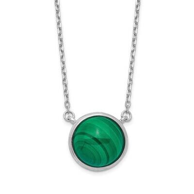 Round Malachite Cabochon Necklace Sterling Silver Rhodium-plated QG5472-17.5, MPN: QG5472-17.5, 883…