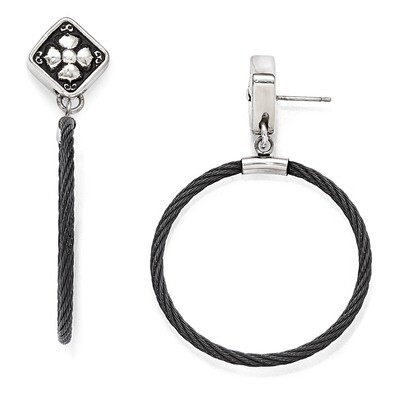 Edward Mirell Black Titanium &amp; Sterling Silver Cable Drop Post Earrings EME100 by Edward Mirell, MP…