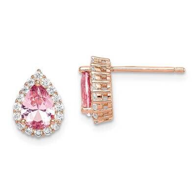 Rose-plated Pink &amp; White Crystal Teardrop Post Earrings Sterling Silver QE14075, MPN: QE14075, 8867…