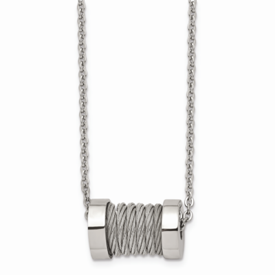 Wire Barrel 24 Inch Necklace Stainless Steel SRN829-24 by Chisel, MPN: SRN829-24, 886774974828