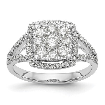 Complete Diamond Cluster Engagement Ring 14k White Gold RM2361E-100-WAA, MPN: RM2361E-100-WAA, 8839…