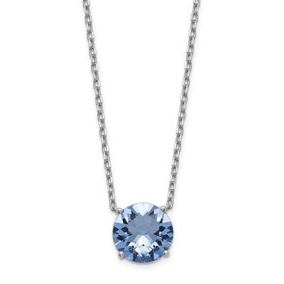 Blue Swarovski Crystal with 2 inch Extender Necklace Sterling Silver Rhodium-plated QG5531-16.5, MP…