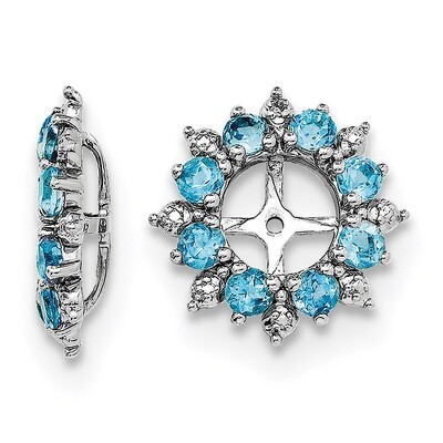 Diamond &amp; Swiss Blue Topaz Earring Jacket Sterling Silver Rhodium QJ119DEC, MPN: QJ119DEC, 19110138…