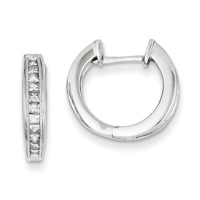 Diamond Complete Hinged Hoop Earrings 14k White Gold XE769A, MPN: XE769A, 843642050602