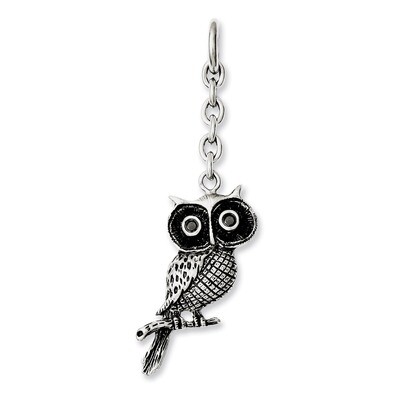 Owl with Cz Interchangeable Charm Pendant Stainless Steel SRCH221