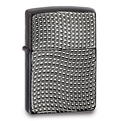 Zippo Cross Wave Ridge High Polish Black Chrome Armor Lighter GM17853