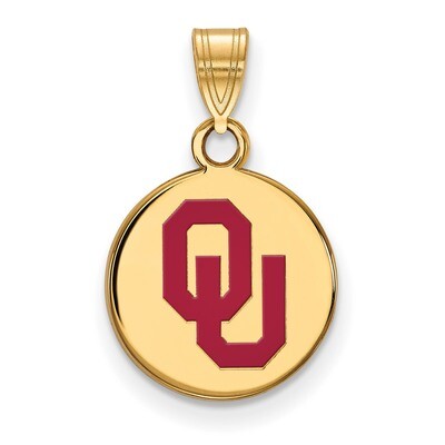 University of Oklahoma Small Enamel Disc Pendant Gold-plated Sterling Silver GP035UOK, MPN: GP035UO…