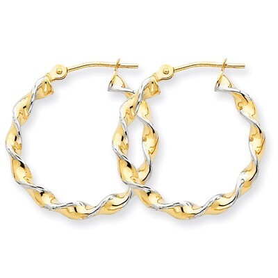 2.75mm Fancy Twisted Hoop Earrings 14k Gold Polished TM233, MPN: TM233, 886774118963