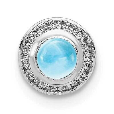 Cabochon .47 Blue Topaz Chain Slide 14k White Gold Diamond PM4030-BT-008-WA, MPN: PM4030-BT-008-WA,