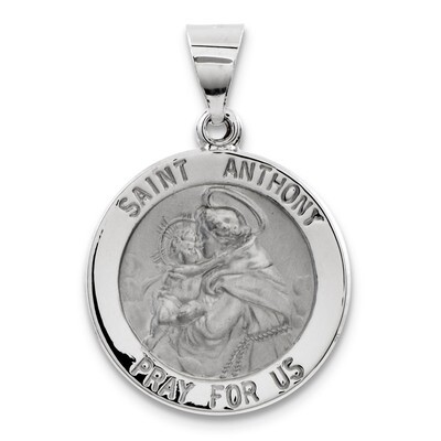 Polished and Satin Saint Anthony Medal Pendant 14k White Gold XR1294, MPN: XR1294, 883957518053